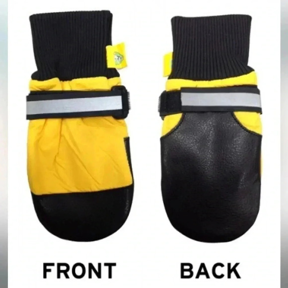 Champion Dog Booties Yellow Nylon and Black Leather   Velcro Reflective Tape NEW - Picture 3 of 6